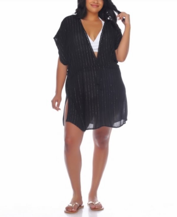 Raviya Plus Size Crochet-Trim Swim Cover-Up