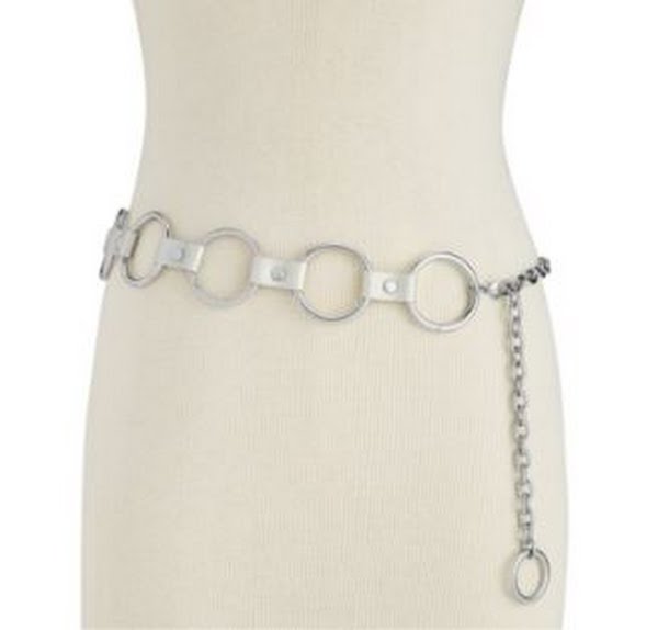 Steve Madden Circle-Link Chain Belt, Size M/L