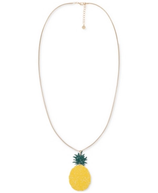 Alfani Gold-Tone Colored Pineapple Long Pendant Necklace