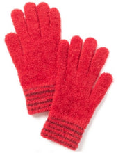 Charter Club Womens Gloves Chenille Red Striped Cuff Stretch One Size