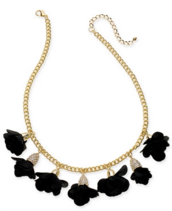 Inc Gold-Tone Fabric Flower Statement Necklace, 16 + 3 Extender