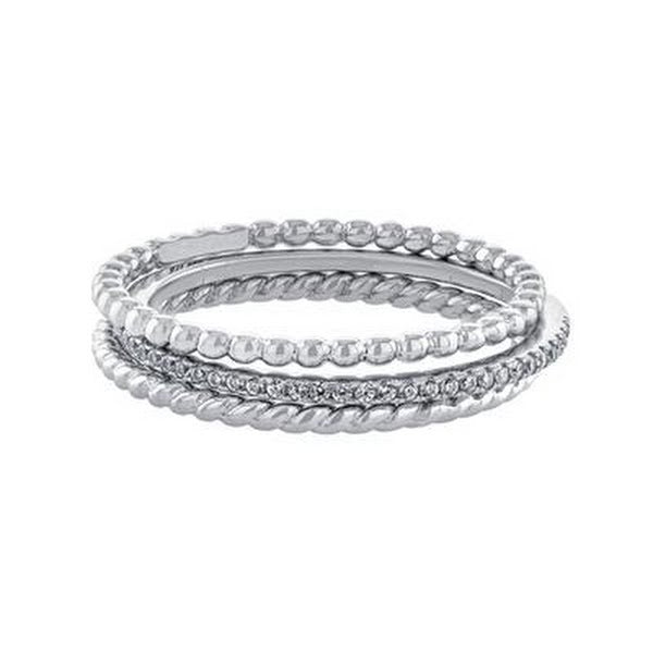 Giani Bernini Cubic Zirconia and Twisted Band Beaded Stackable Ring Trios, Size