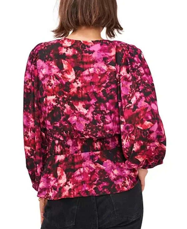 Vince Camuto Printed Peplum Blouse, Size XS