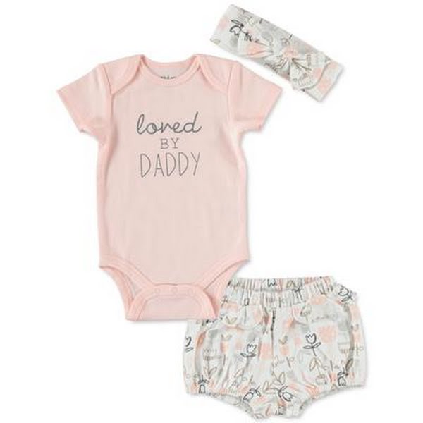 Chickpea Baby Girls 3-Pc. Loved by Daddy Cotton Bodysuit, 0-3 months