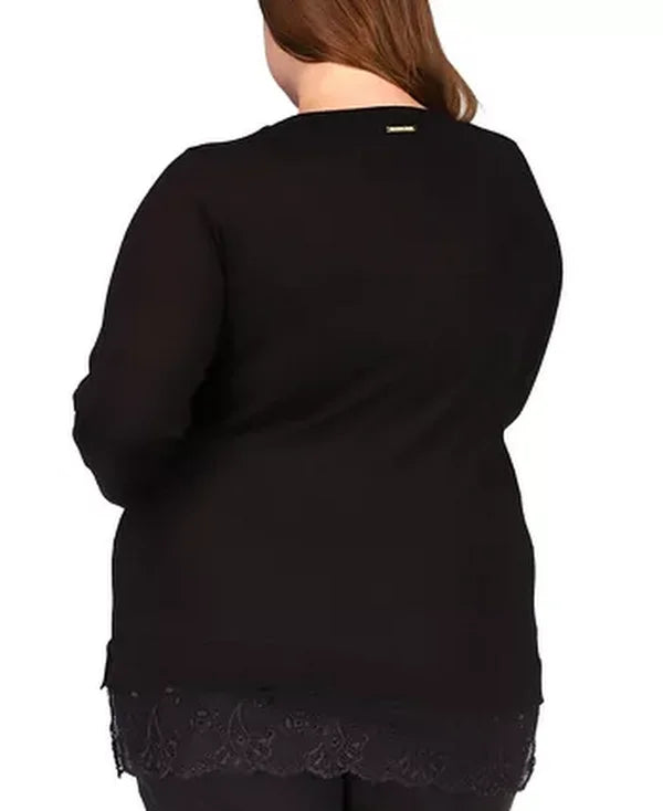 Michael Michael Kors Plus Size Lace-Hem Sweater
