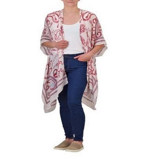 Save the Ocean Womens Woven Kimono – Red, One Size