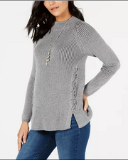 Style & Co Petite Lace-up Sweater