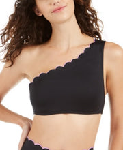 Kate Spade New York Contrast Scalloped One-Shoulder Bikini Top, Size Large