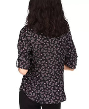 Michael Michael Kors Paisley-Print Zip-Front Shirt, Petite Medium