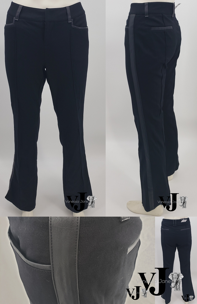 I.N.C. International Concepts Faux-Leather Stripe Flare Leg Pants, Size 10