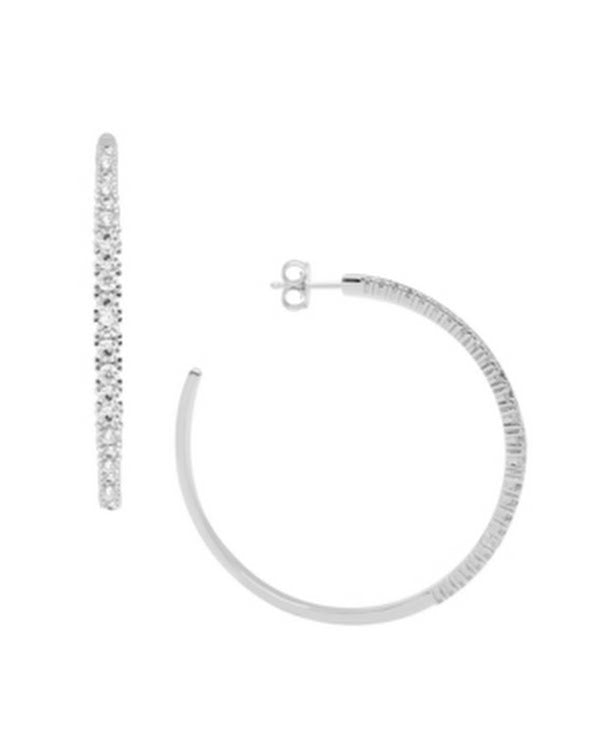 And Now This Cubic Zirconia Graduated C-Hoop Earring in Silver Plate