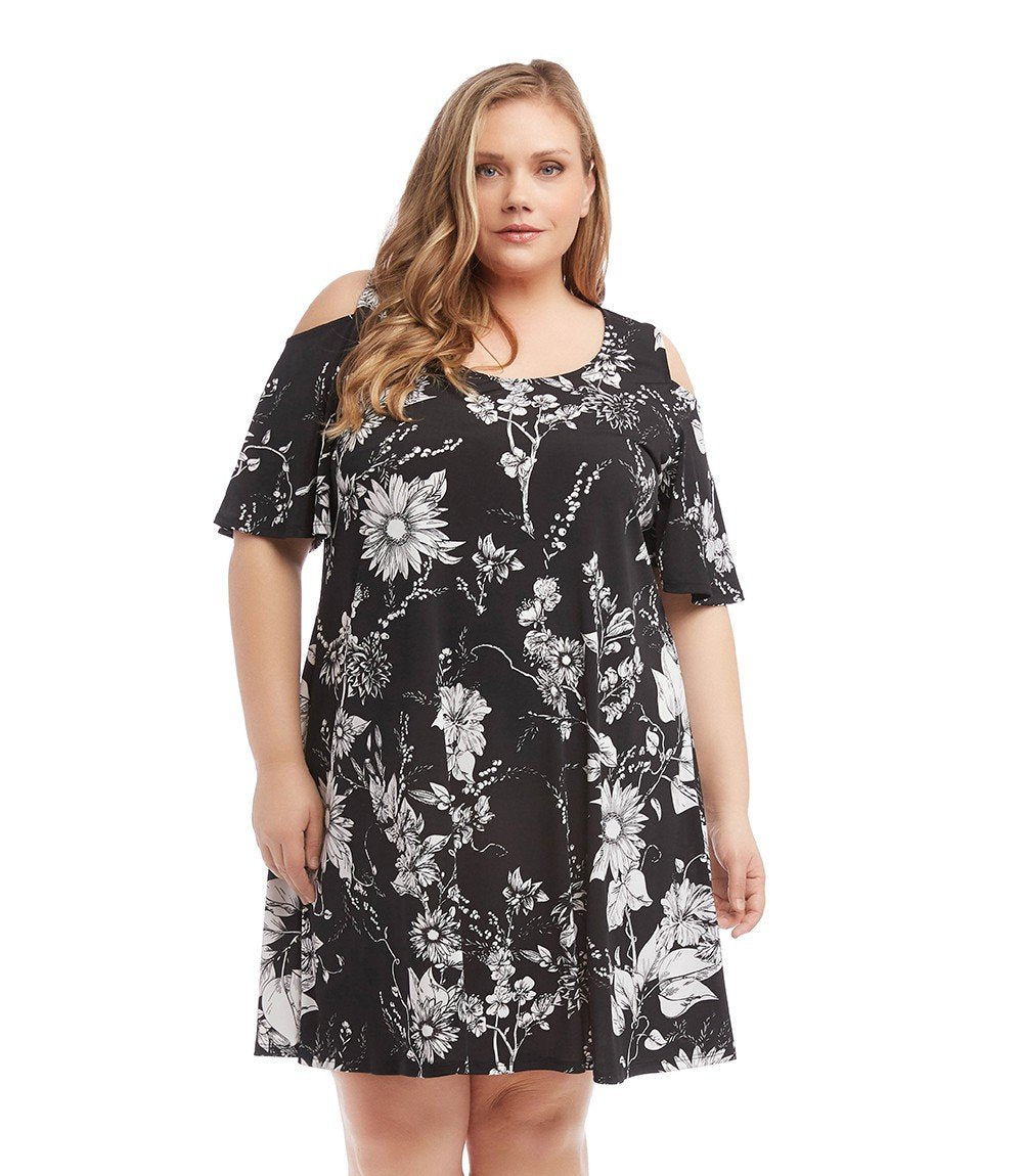 Karen Kane Womens Plus Size Cold Shoulder Dress, Size 2X