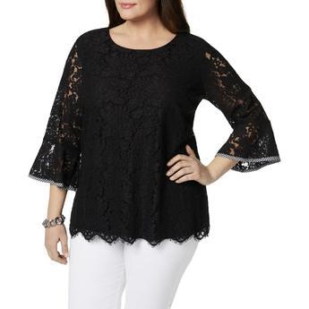 Charter Club Petite Lace 3/4-Sleeve Top