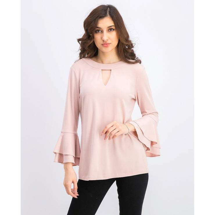 Charter Club Bell-Sleeve Keyhole Top, Size Small