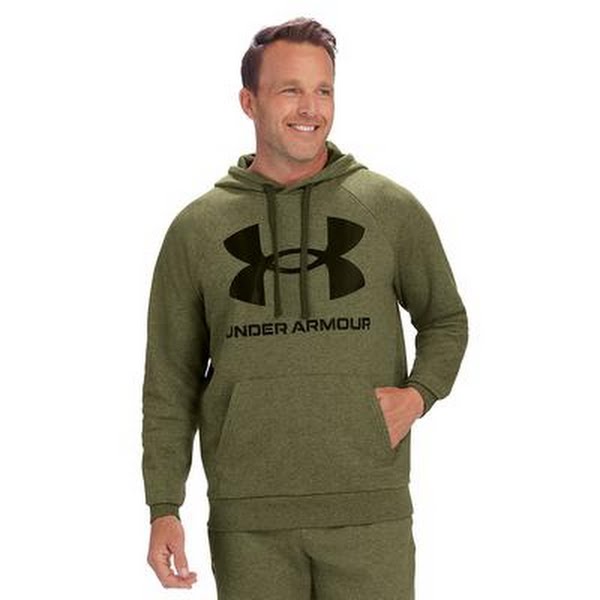 Under Armour Mens Rival Fleece Big Logo Hoodie Green Jackets, XXL