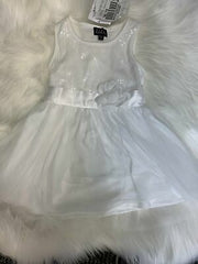 lilt Little Girls Embroidered Dot Mesh Dress, Ivory Size 4
