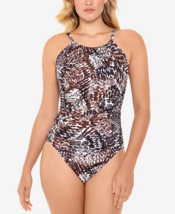 Swim Solutions Womens Swimwear One-Piece High Neck, Size 8