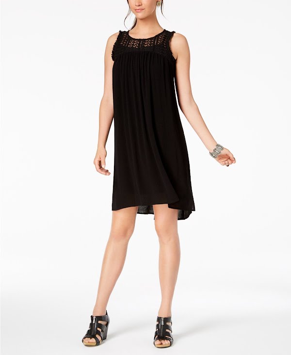 Style & Co Lace-Trim High-Low Dress