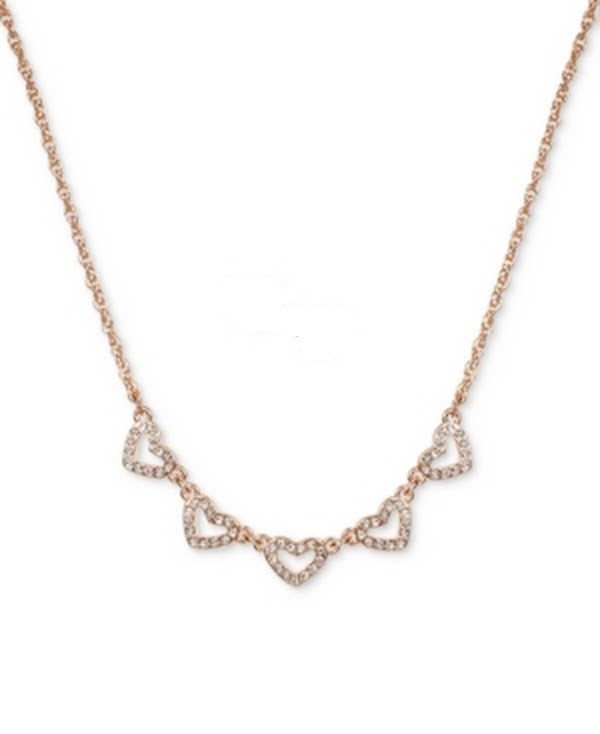 Charter Club Rose Gold-Tone Pave Heart Statement Necklace