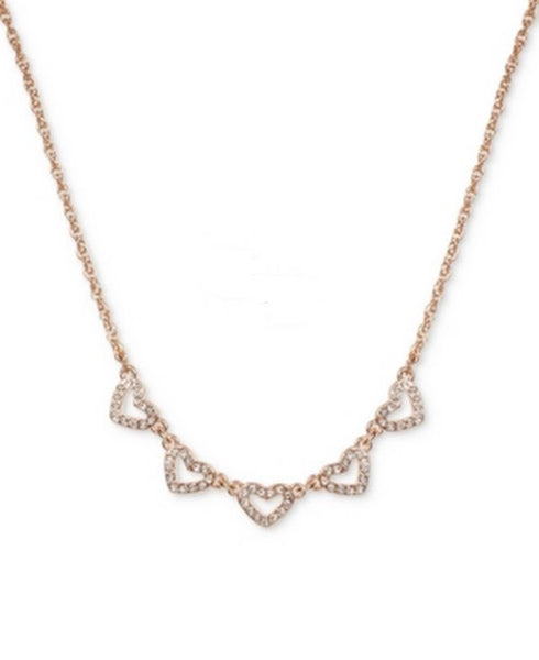 Charter Club Rose Gold-Tone Pave Heart Statement Necklace