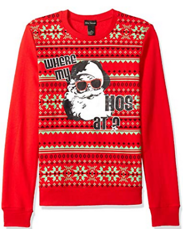 Alex Stevens Mens Where My Hos ugly Christmas Sweater