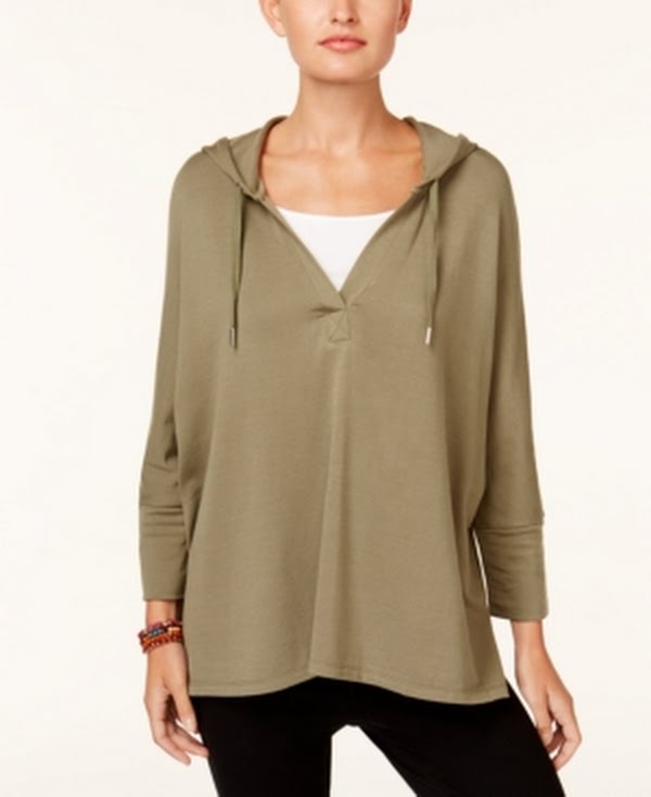 Style and Co Womens Long Sleeve Hooded Top