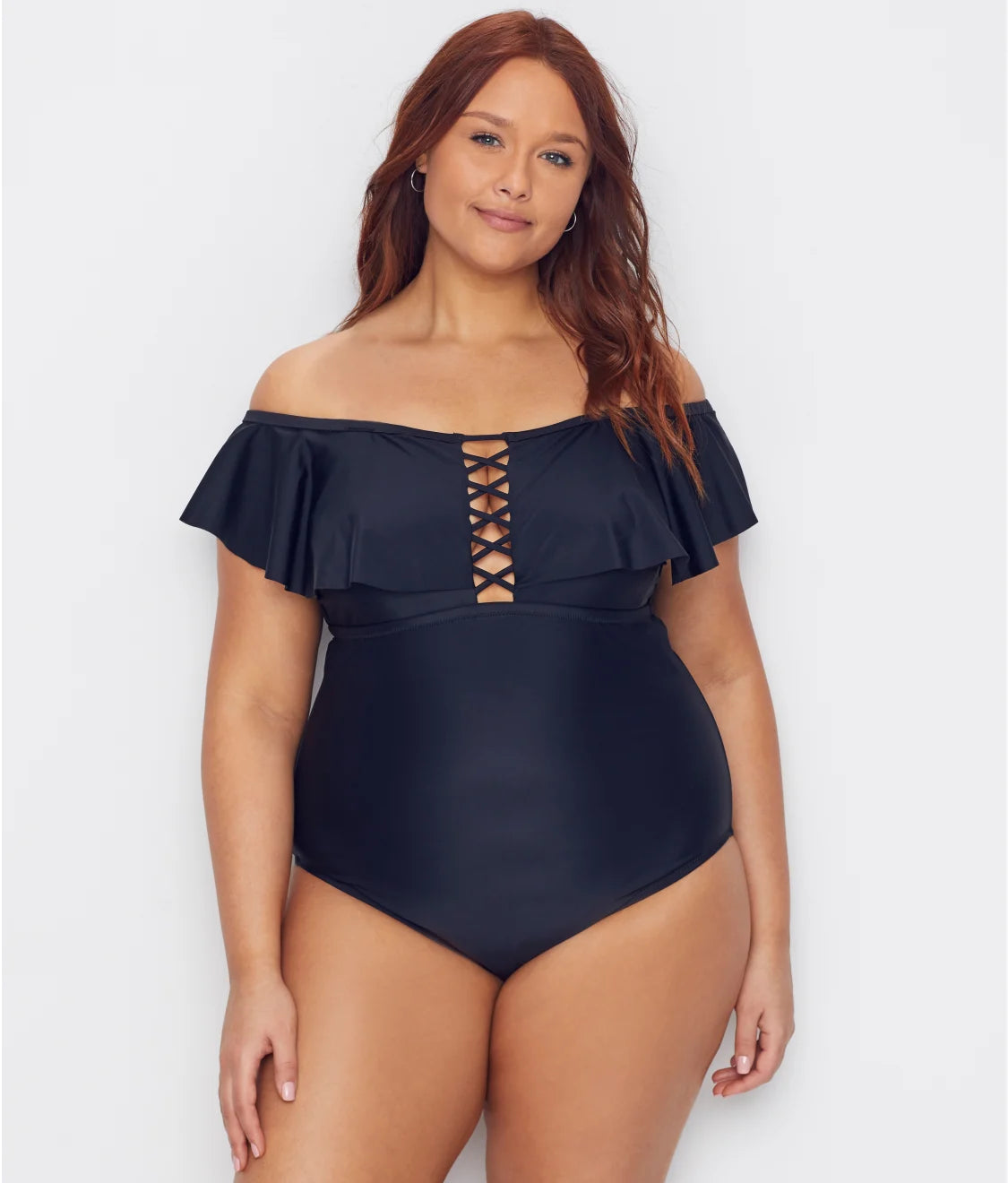 Raisins Curve Womens Plus Size Marrakesh Solid Caicos One-Piece, Size 16W