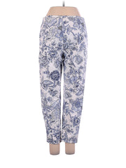 Ann Taylor Stretch Capri Pants, White With Blue Flowers, Size 6