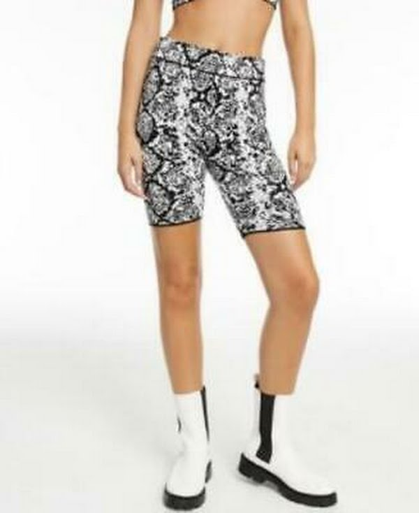 Culpos X Inc Snake-Print Biker Shorts, Size Large