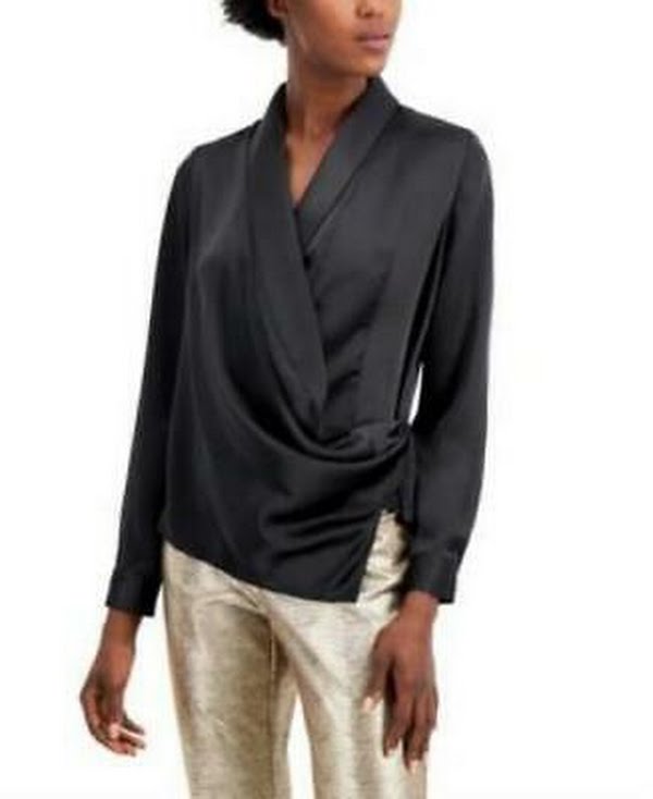 Alfani Draped Faux-Wrap Blouse