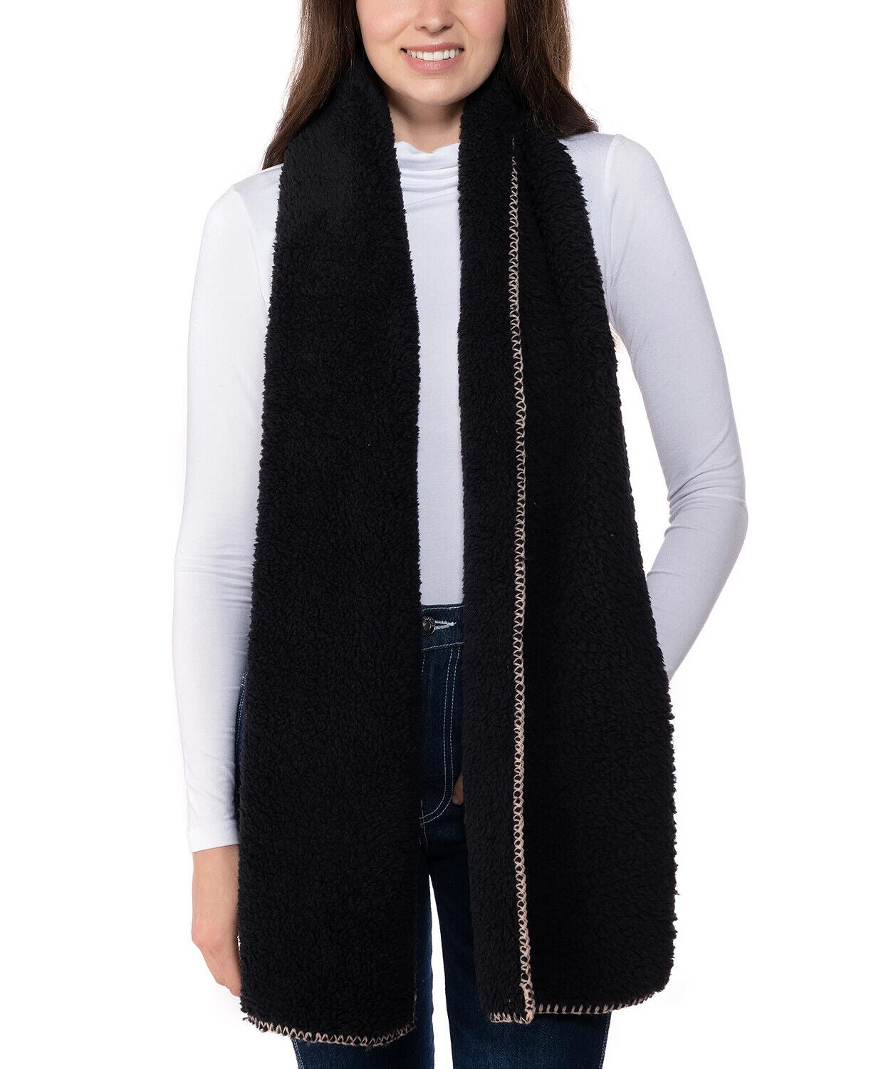 Jenni Womens Printed Sherpa Scarf