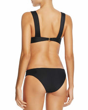 Tori Praver Solid Bethany Smocked Side Bikini Bottom, Size Small