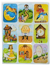 Whimsical Melodies: Vintage 80s Fasson Cards Stickers - Nursery Rhymes 1-Sheet