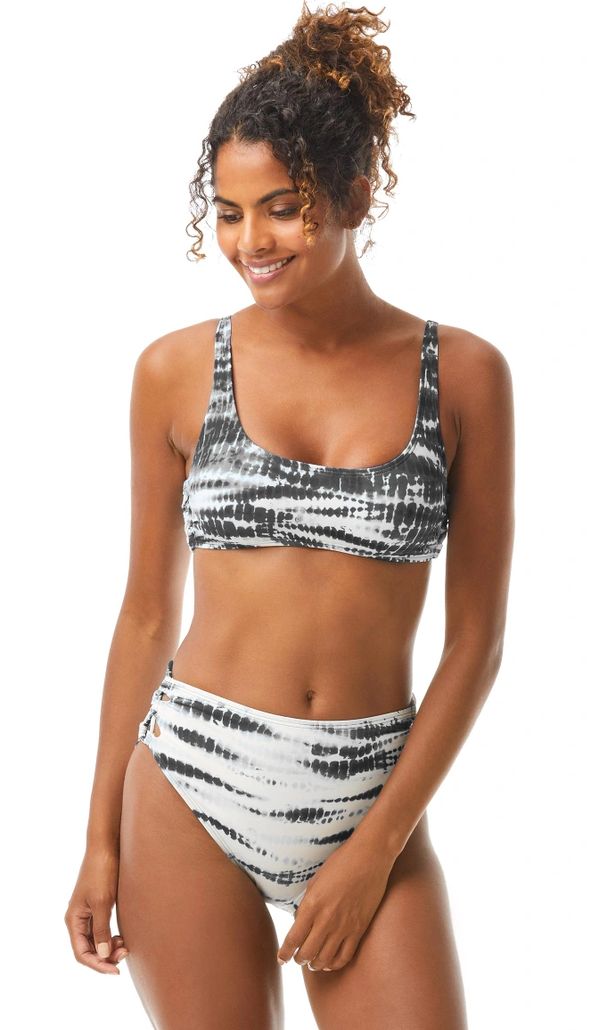 Vince Camuto Striped Side-Lace Bikini Top