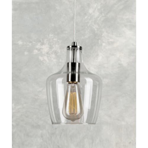 Forte  2679-01-55 9 One Light Cord-Hung Glass Mini Pendant, Brushed Nickel