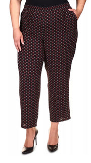 Michael Michael Kors Plus Size Foulard-Print Pants – Dark Ruby, Size 1X