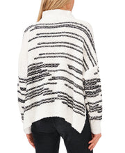 Vince Camuto Stripe Mock Neck Sweater in Antique White