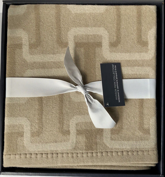 Hudson Park Collection Lambswool/Cashmere Interlocking Jacquard Throw