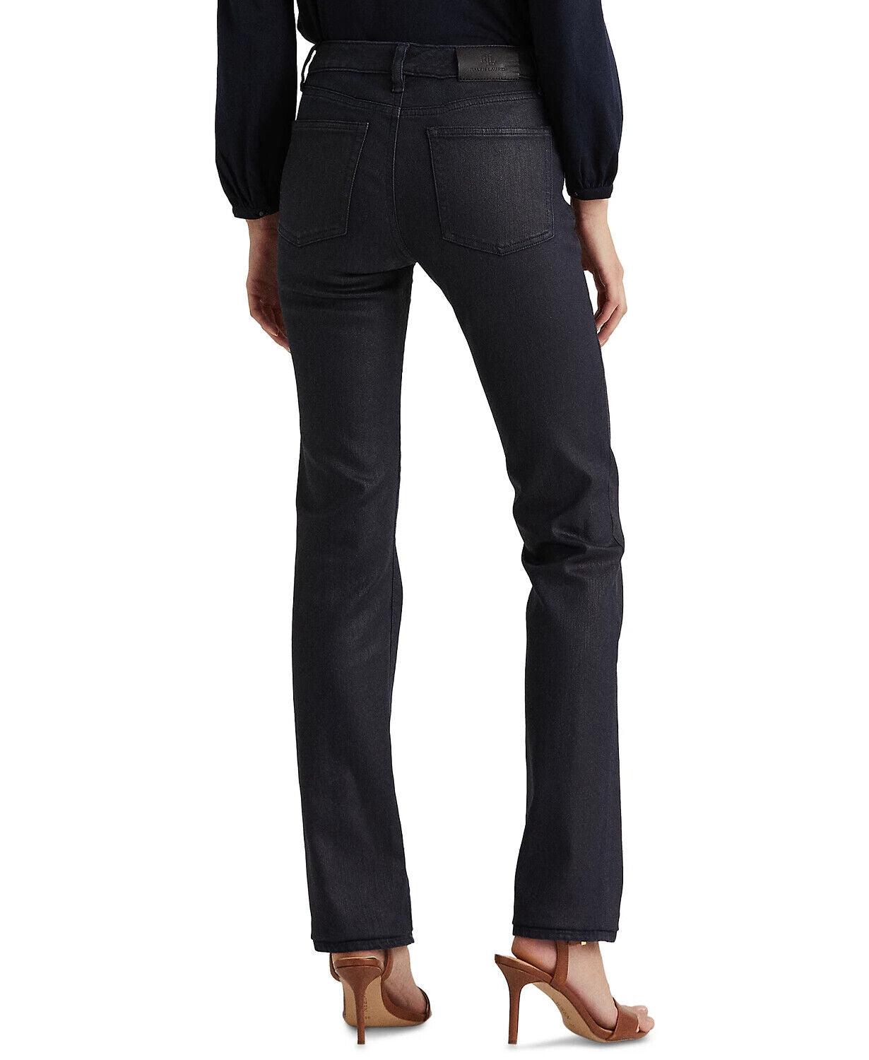 Lauren Ralph Lauren Mid-Rise Straight Jeans – Coated Navy Wash