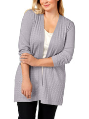 Karen Scott Pointele Duster Open Front Duster Cardigan Sweater, Choose Sz/Color
