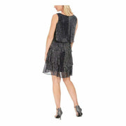 Slny Ruffled Short Sleeve Jewel Neck Mini Fit Flare Cocktail Dress,Size 10