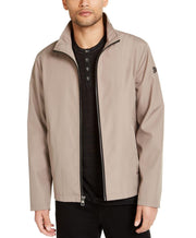Calvin Klein Mens Full-Zip Water Resistant Bonded Jacket Beige, Size Small