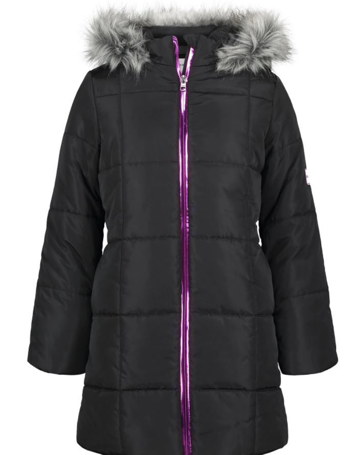 Calvin Klein Big Girls Metalliac Zipper Long Puffer, Size Medium 8/10