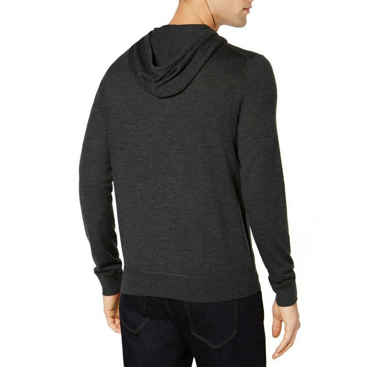 Michael Kors Mens Merino Wool  Sweater Charcoal Pullover Hooded