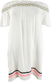 Miken Juniors Embroidered Off-the-Shoulder Cover-up, Size Medium