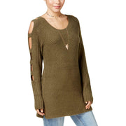 Crave Fame by Almost Famous Ladder-Sleeve Sweater, Soft Olive, Size Extra Large