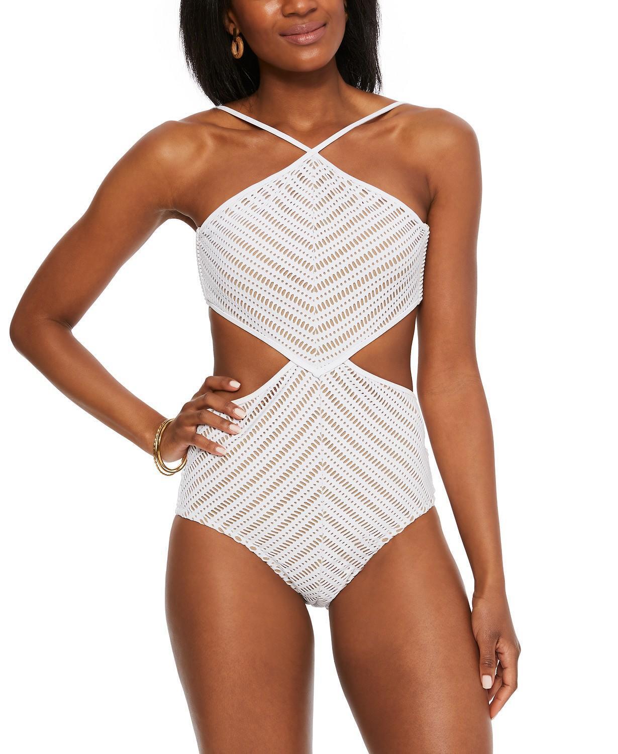 Bar III High-Neck Crochet Monokini Swimsuit