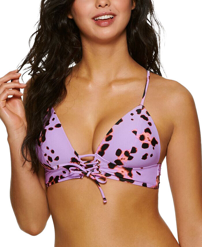 Hula Honey Juniors True Spots Lace-Up Midkini Push-Up Bikini Top