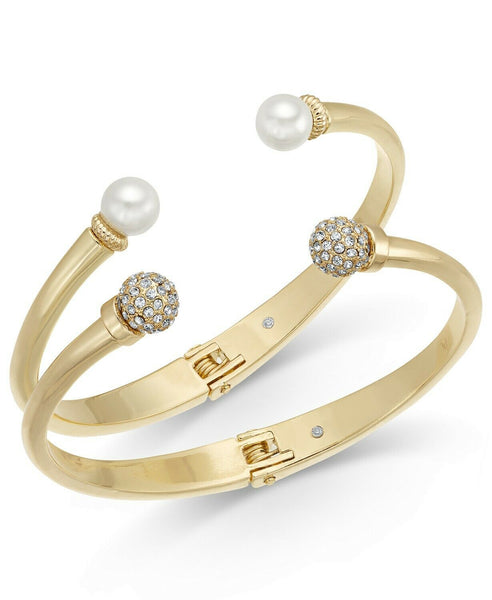 Charter Club 2-PC. Set Pave Bead and Imitation Pearl Cuff Bracelets