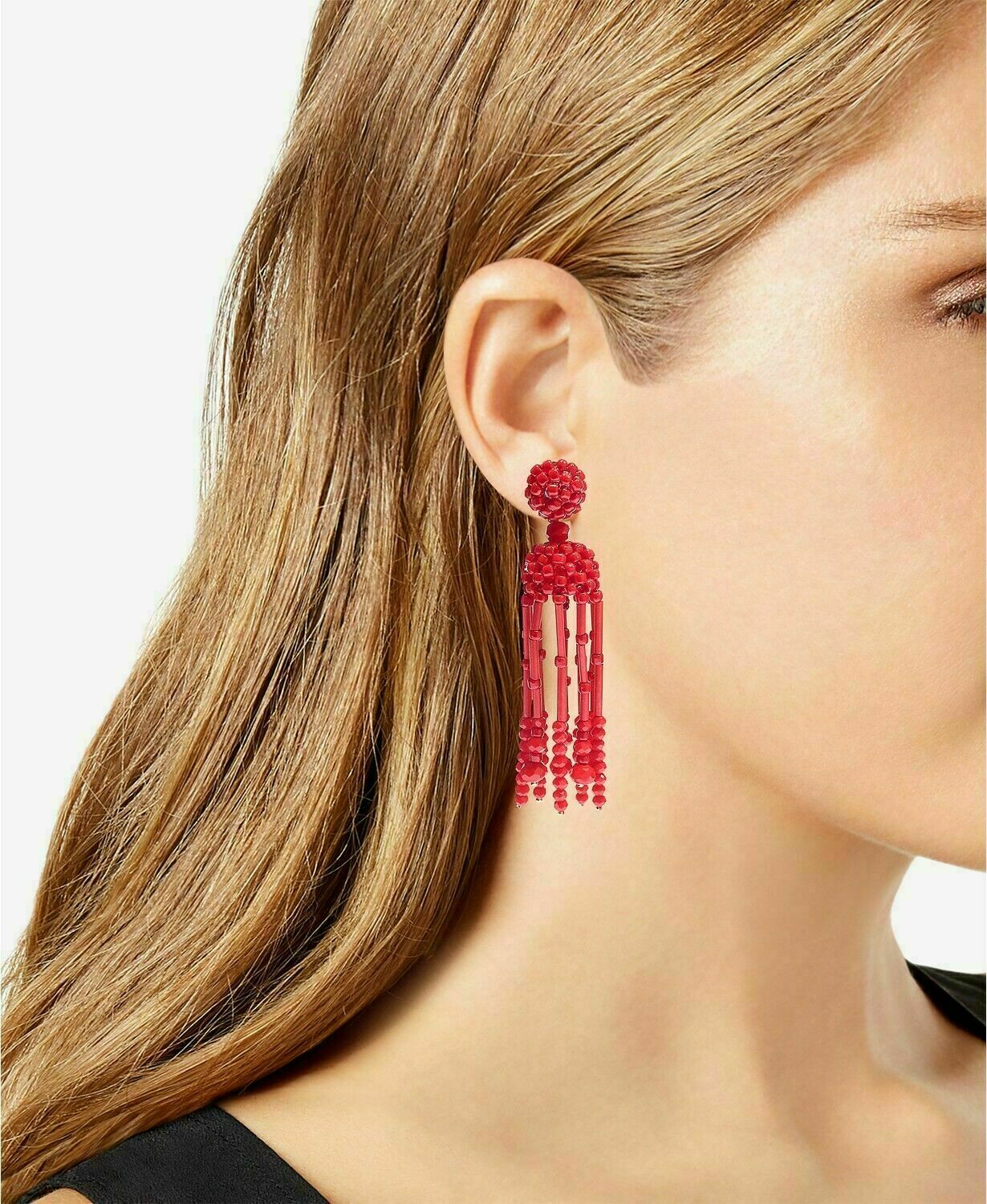 Inc Beaded Tassel Linear Earrings